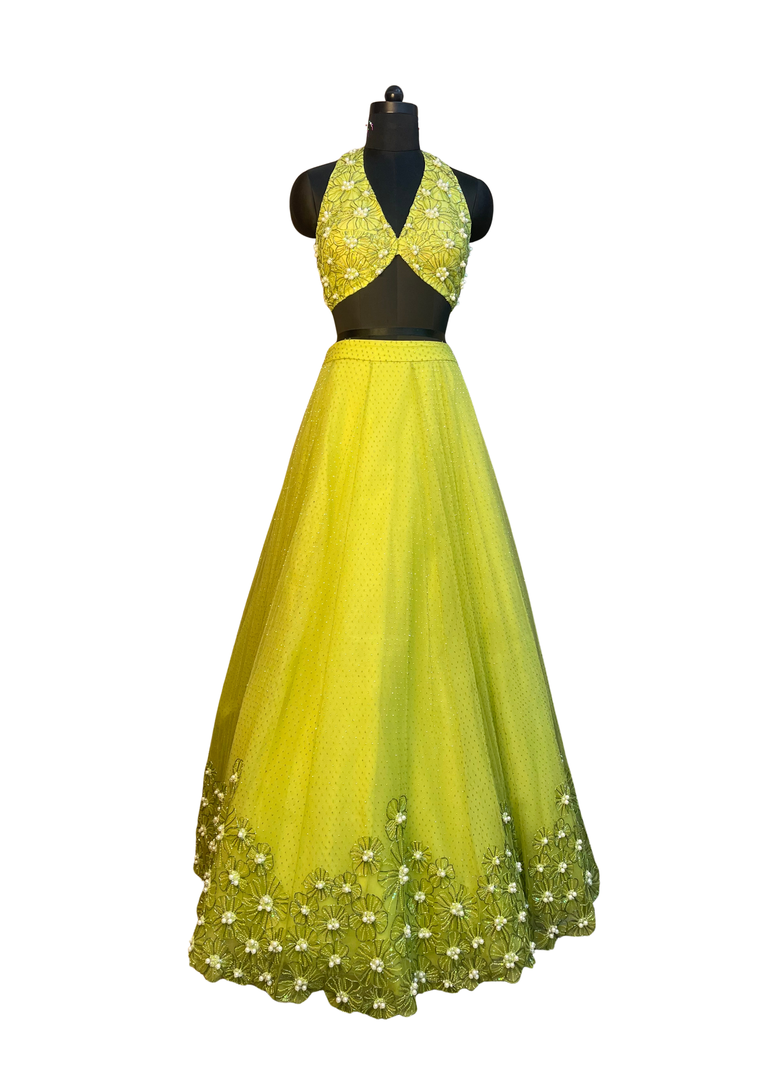 "ALUNÉA" - Lime Green Lehenga Set