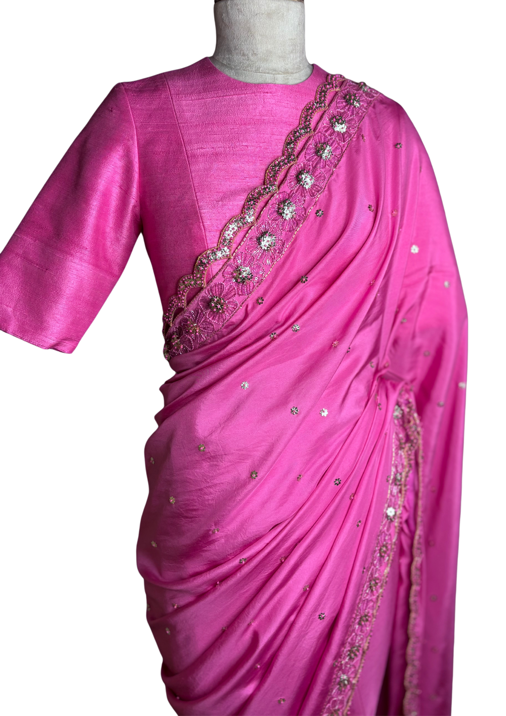 "VERALYN" - Fuchsia Saree Set