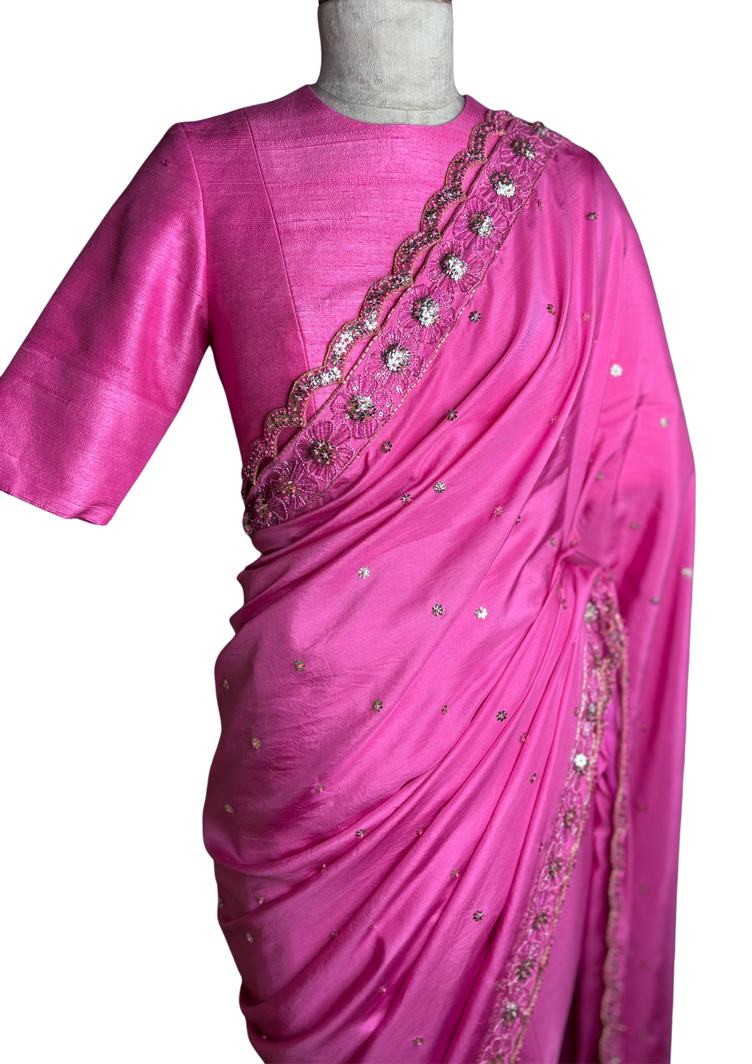 "VERALYN" - Fuchsia Saree Set