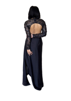 Black tulle top with draped skirt