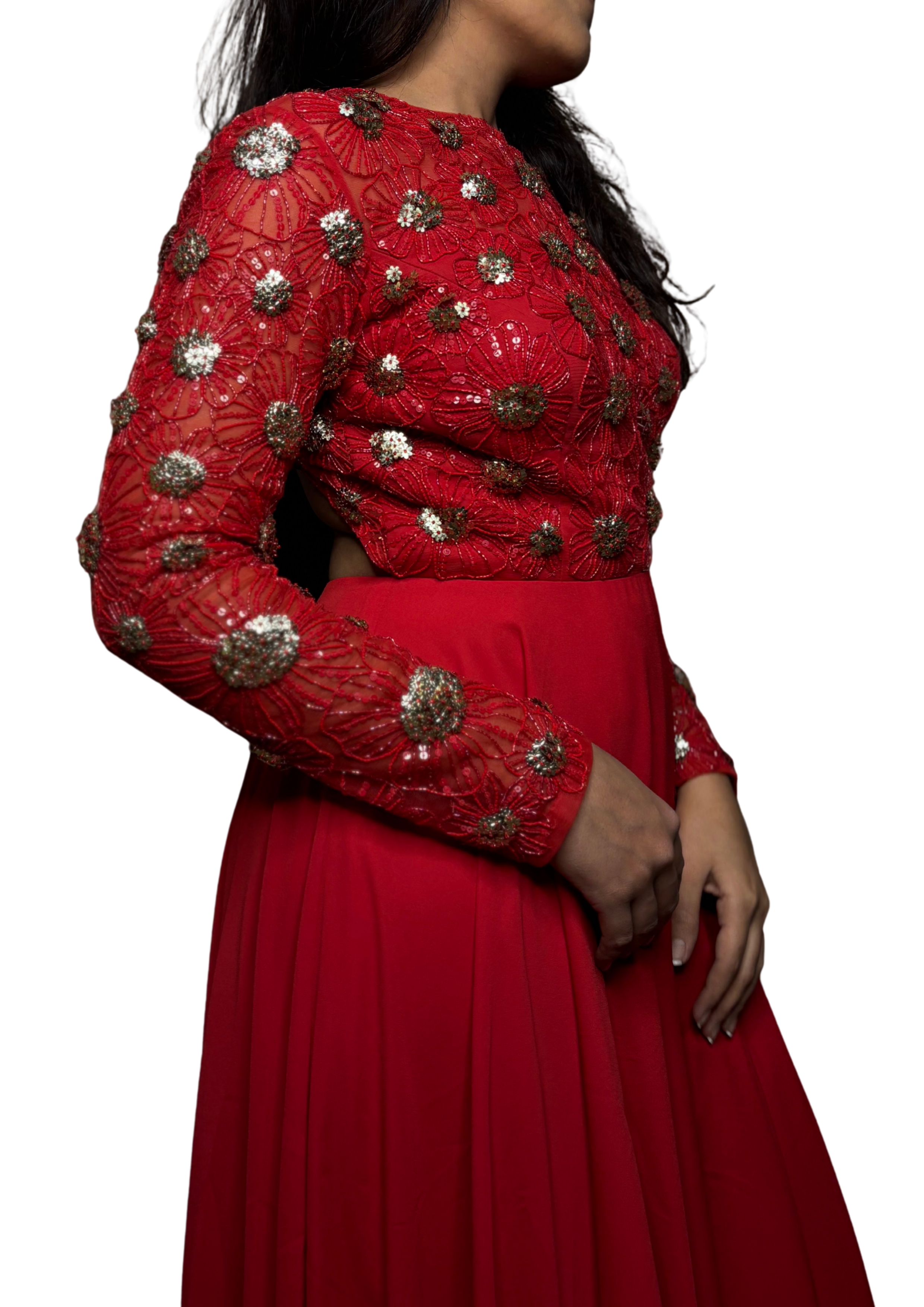 Red Floral Gown