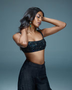 "FIORELLA" - Black organza ruffle pants set