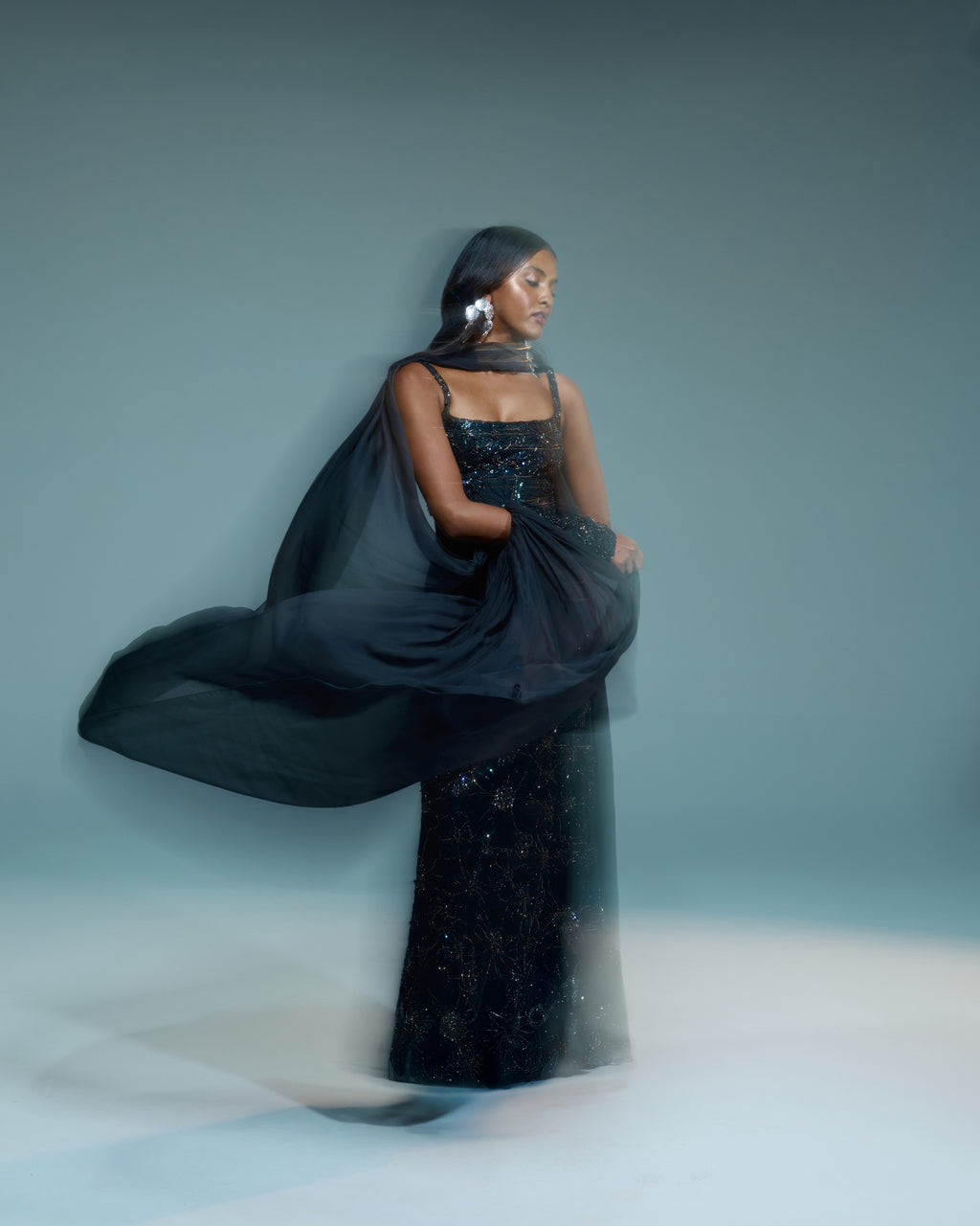 "JUNIPER" - Black tulle gown