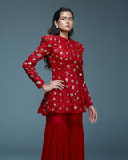 "MENODORA" - Red organza sharara