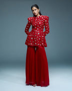 "MENODORA" - Red organza sharara