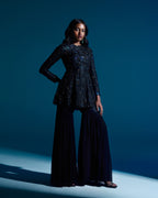 "OVIDIA" - Black organza sharara