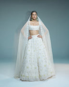 "STERLING" - Ivory satin organza lehenga set