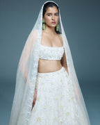 "STERLING" - Ivory satin organza lehenga set