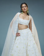 "STERLING" - Ivory satin organza lehenga set