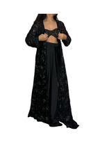 Black jacket with brallete top & hammer satin draped skirt