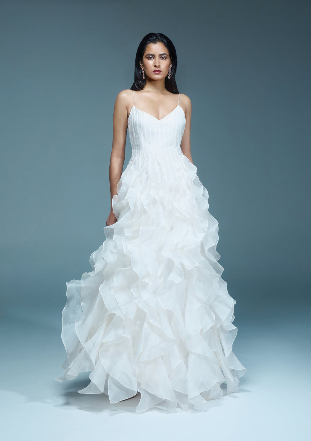"LUNARIA"-Ivory ruffle dress