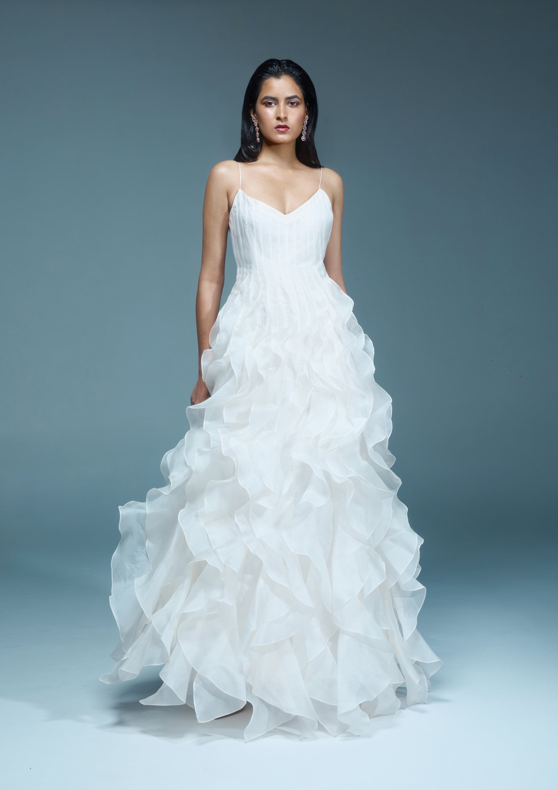 "LUNARIA"-Ivory ruffle dress